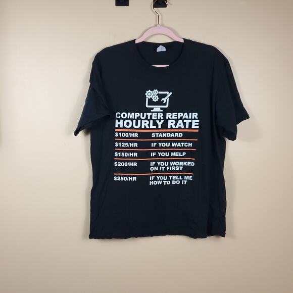 Computer Repair Funny Novel Graphic Tee Size L - Picture 1 of 8